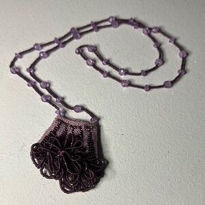 Elegant Purple Beaded amulet or Medicine Necklace